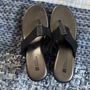 White Mountain Black Sandals with Sparkling Accents